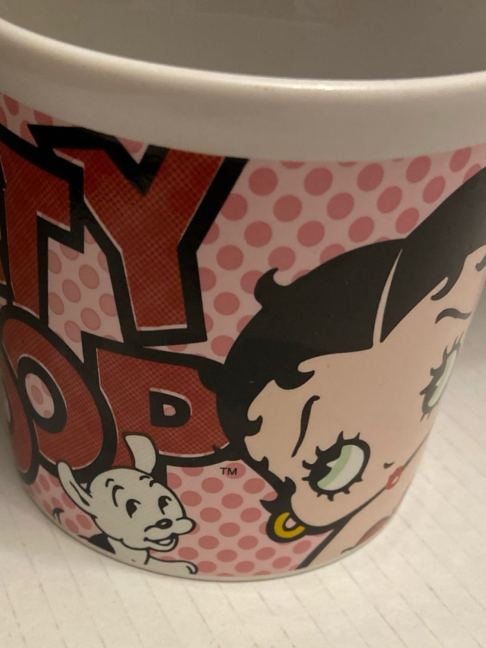 Betty Boop With Dog Logo Polka Dot Coffee Cup 12Oz Size Pink And Red 2006. - Picture 4 of 6